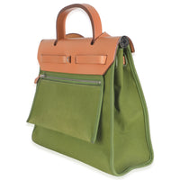 Hermès Apple Green Vache Hunter Toile Herbag Zip 31 PHW Handbag pv