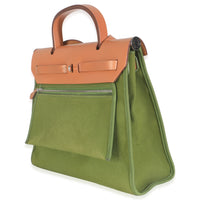 Hermès Apple Green Vache Hunter Toile Herbag Zip 31 PHW Handbag sv