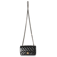 Black Quilted Patent Mini Rectangular Flap Bag