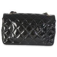Black Quilted Patent Mini Rectangular Flap Bag