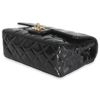 Black Quilted Patent Mini Rectangular Flap Bag