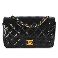 Black Quilted Patent Mini Rectangular Flap Bag