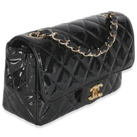 Black Quilted Patent Mini Rectangular Flap Bag