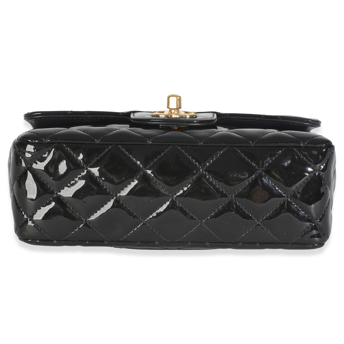 Black Quilted Patent Mini Rectangular Flap Bag
