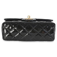 Black Quilted Patent Mini Rectangular Flap Bag