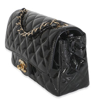Black Quilted Patent Mini Rectangular Flap Bag