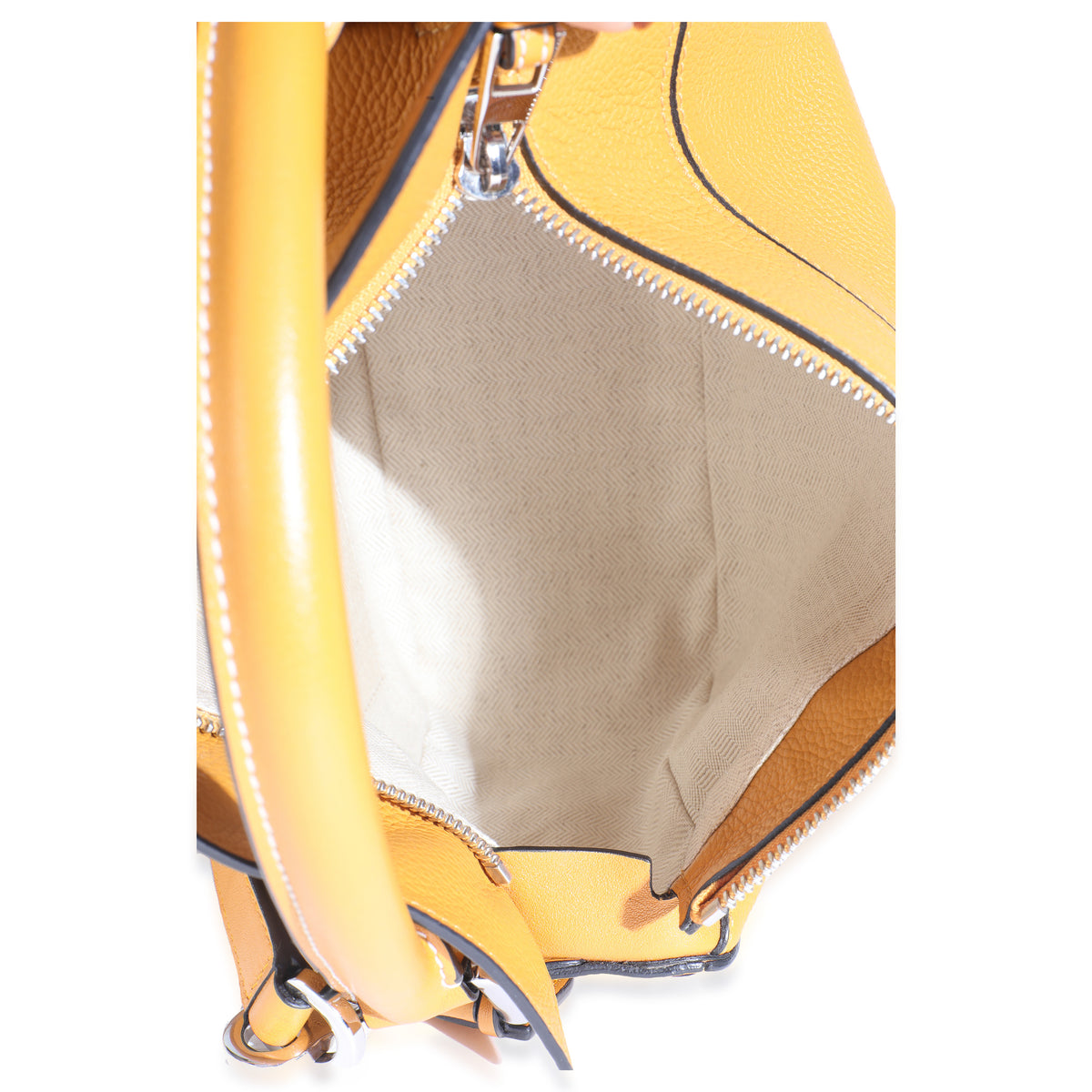 Yellow Grained Calfskin Small Puzzle Bag