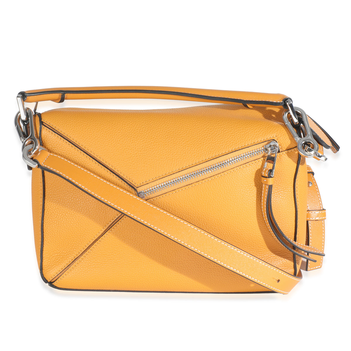 Yellow Grained Calfskin Small Puzzle Bag