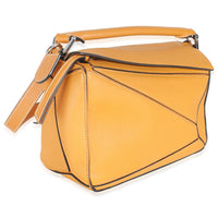 Yellow Grained Calfskin Small Puzzle Bag