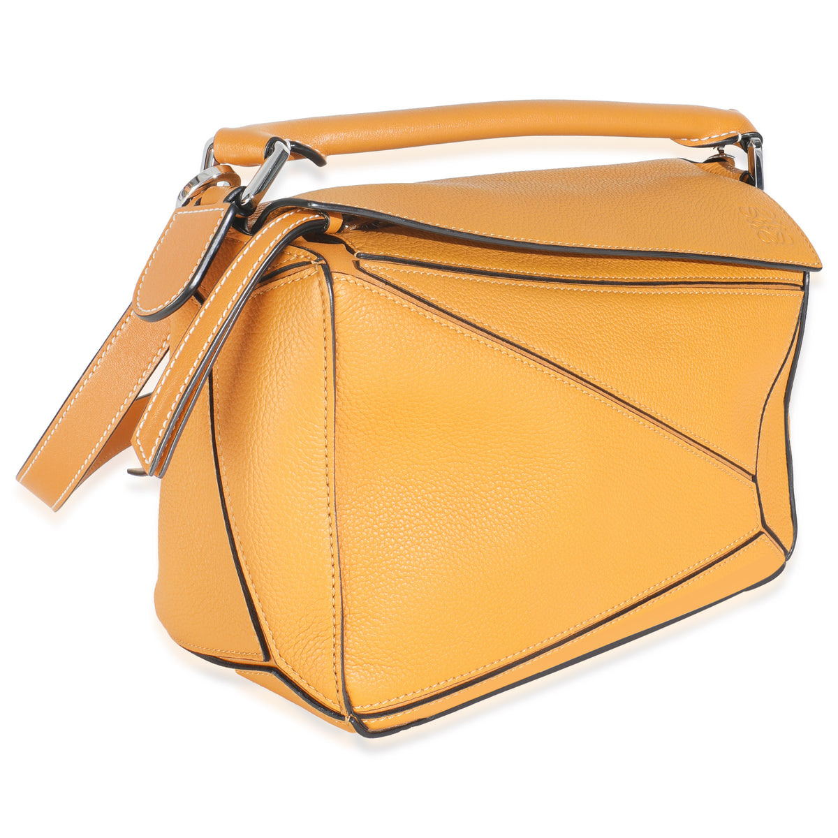 Yellow Grained Calfskin Small Puzzle Bag