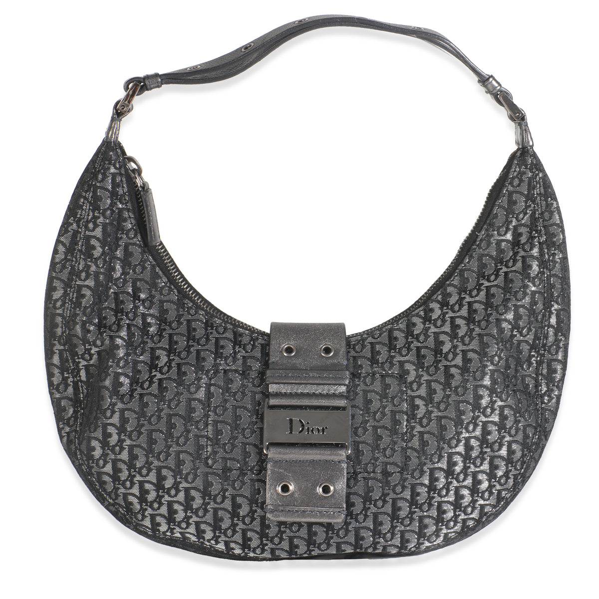 Vintage Black Metallic Canvas Diorissimo Street Chic Hobo