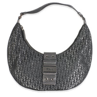 Vintage Black Metallic Canvas Diorissimo Street Chic Hobo