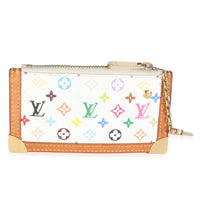 White Monogram Multicolore Canvas Key Pouch