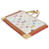 White Monogram Multicolore Canvas Key Pouch