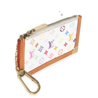 White Monogram Multicolore Canvas Key Pouch