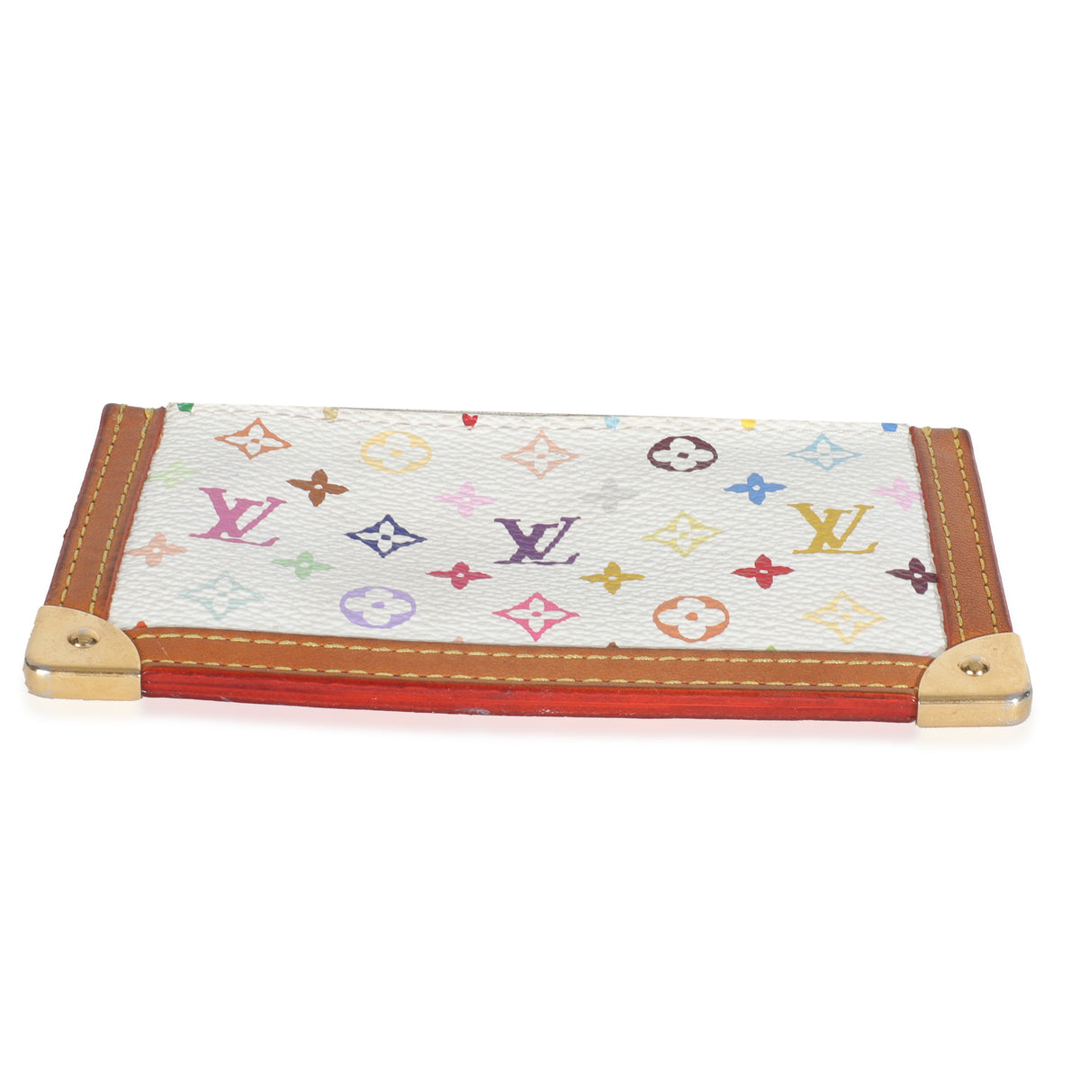 White Monogram Multicolore Canvas Key Pouch