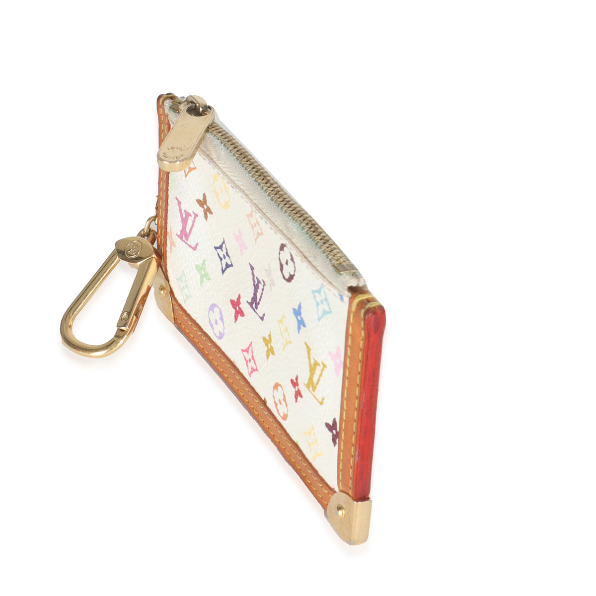 White Monogram Multicolore Canvas Key Pouch