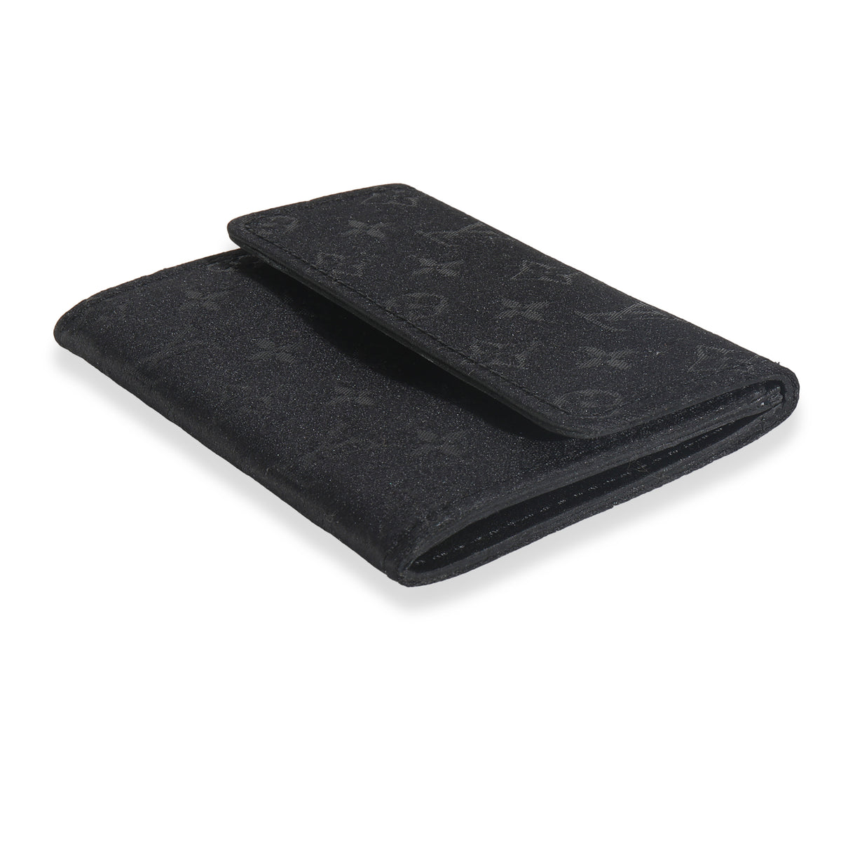 Black Metallic Monogram Satin Porte Monnaie