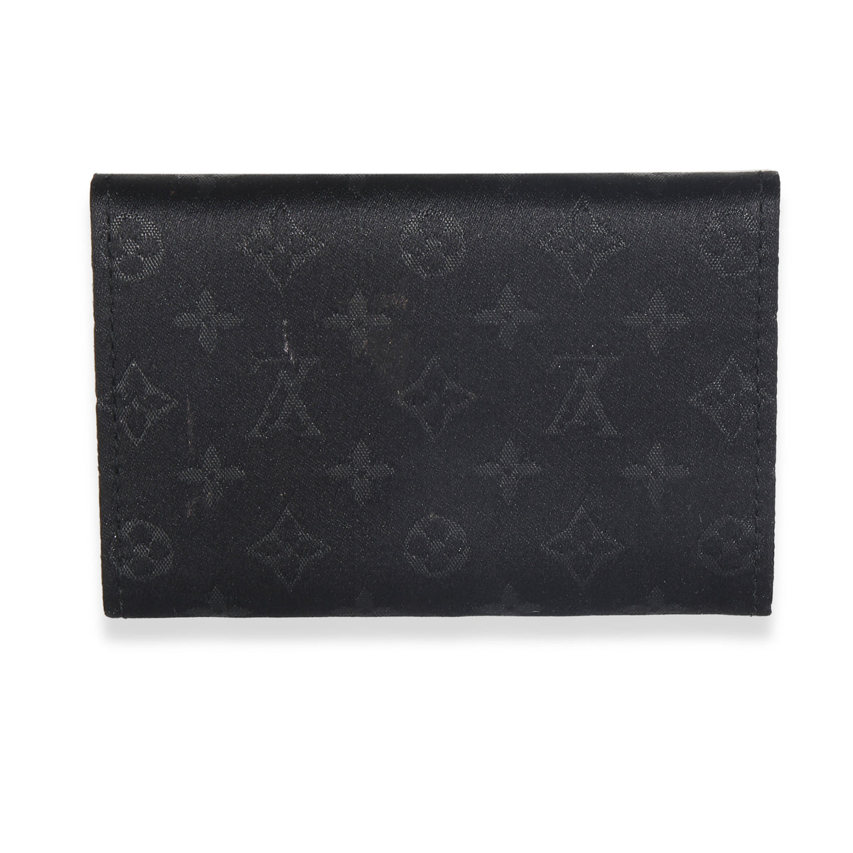 Black Metallic Monogram Satin Porte Monnaie