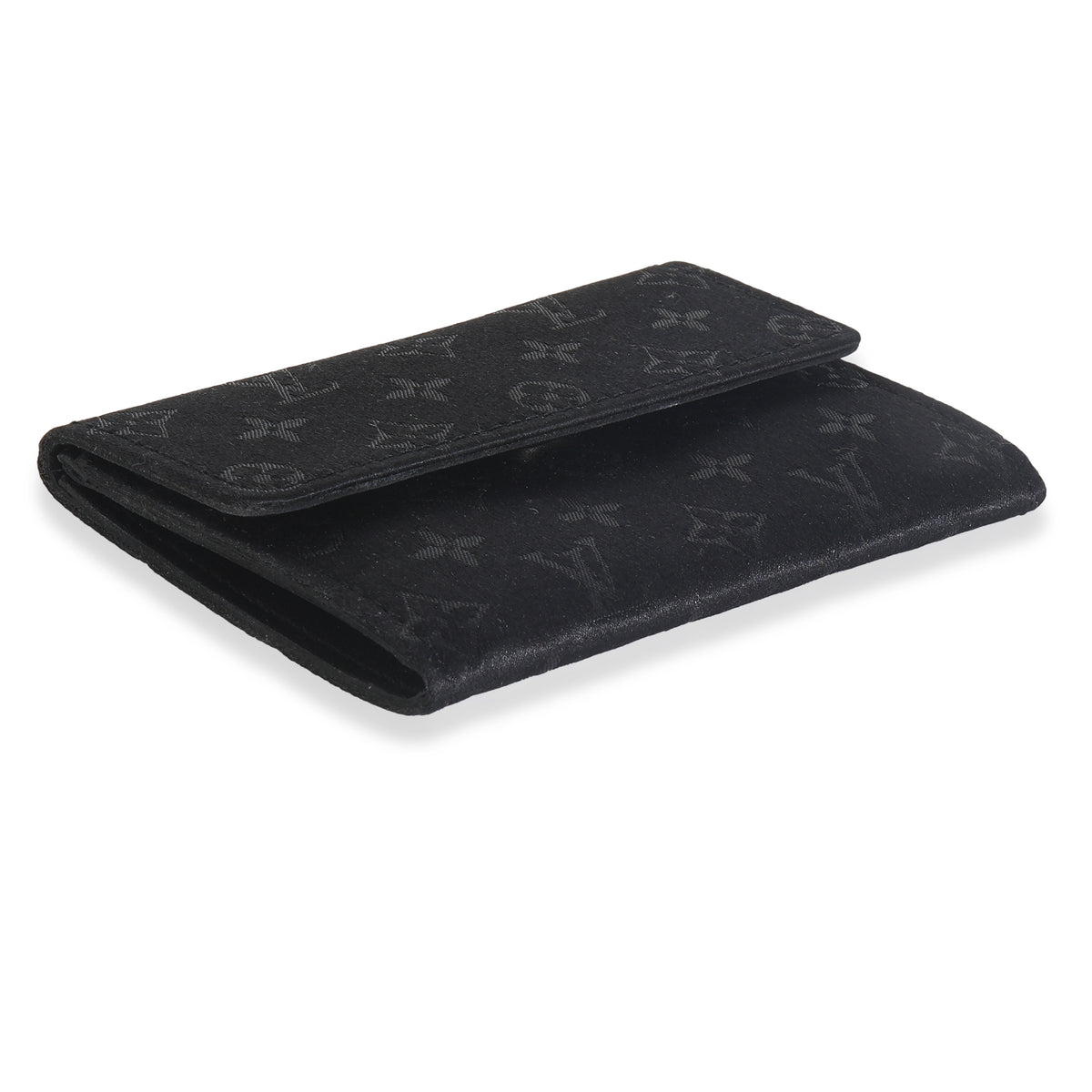 Black Metallic Monogram Satin Porte Monnaie