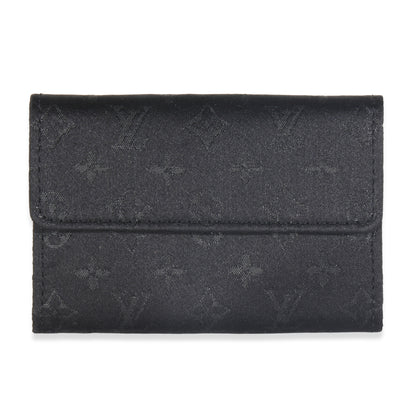 Black Metallic Monogram Satin Porte Monnaie