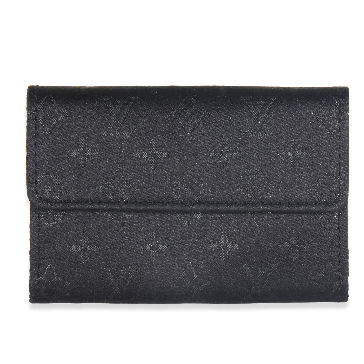 Black Metallic Monogram Satin Porte Monnaie