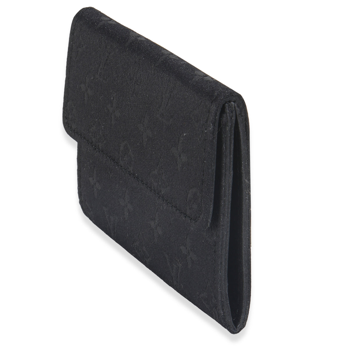 Black Metallic Monogram Satin Porte Monnaie