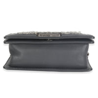 Chanel Grey Tweed Black Calfskin Small Boy Bag Handbag bv