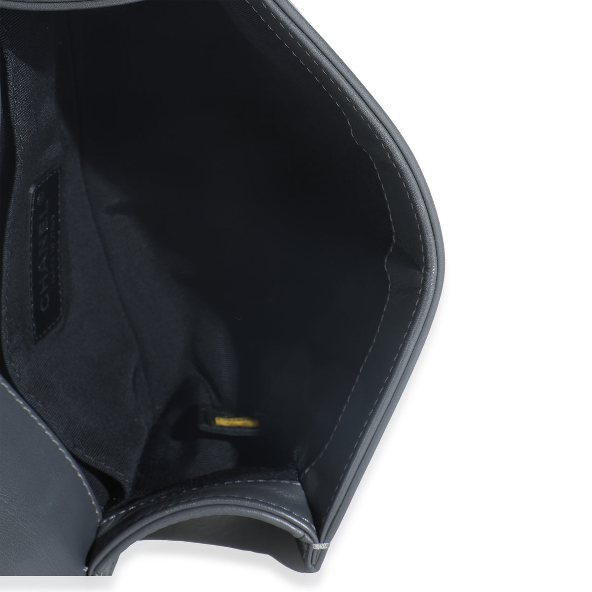 Grey Tweed Black Calfskin Small Boy Bag