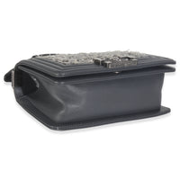 Grey Tweed Black Calfskin Small Boy Bag