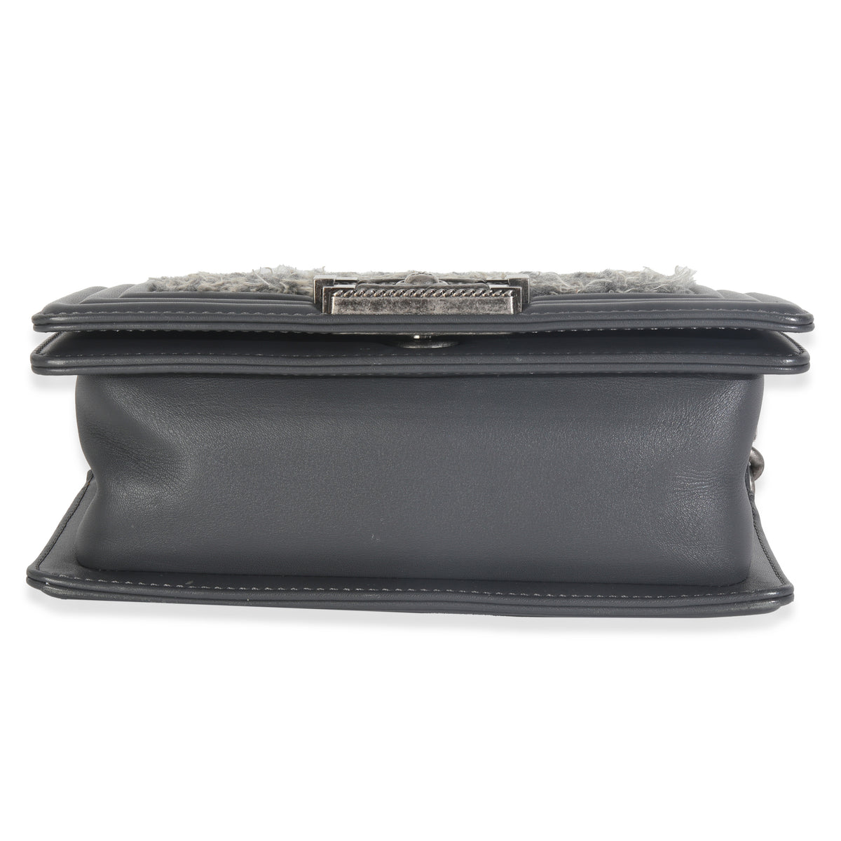 Grey Tweed Black Calfskin Small Boy Bag