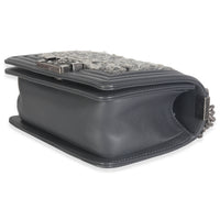 Grey Tweed Black Calfskin Small Boy Bag