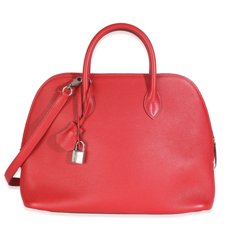 Hermès Rouge Pivoine Evercolor 1923 Bolide 30 PHW Handbag fv