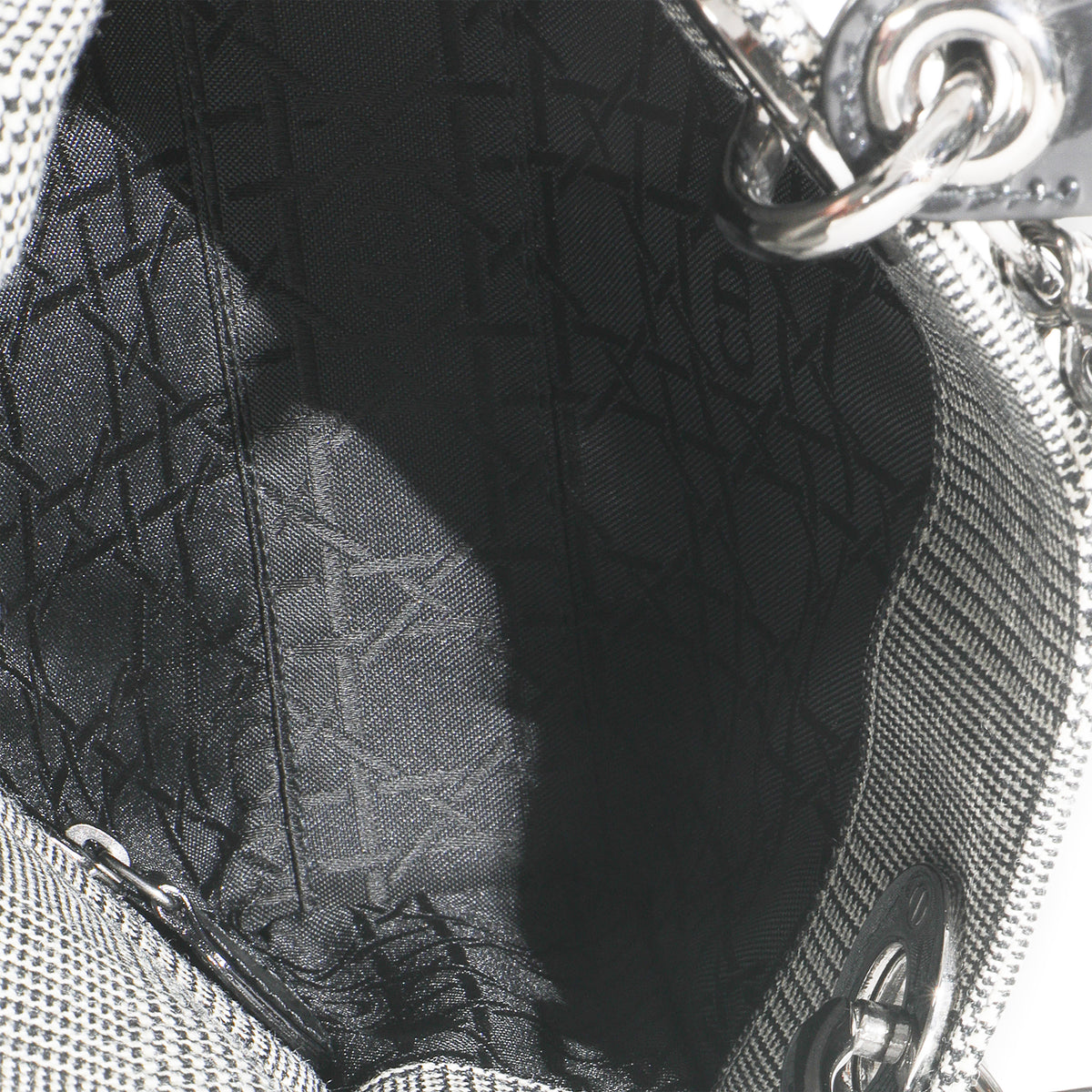 Vintage Black White Houndstooth Canvas Mini Lady Dior