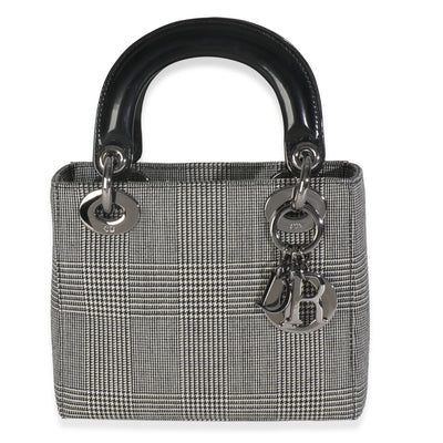 Vintage Black White Houndstooth Canvas Mini Lady Dior