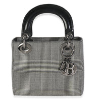 Vintage Black White Houndstooth Canvas Mini Lady Dior