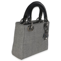 Vintage Black White Houndstooth Canvas Mini Lady Dior