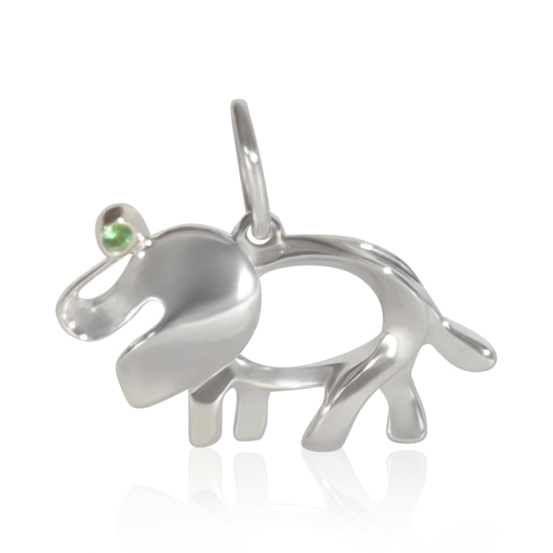 Sterling Silver Tsavorite Save The Wild Elephant Charm