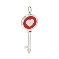 Sterling Silver  Red Enamel Heart Key Pendant