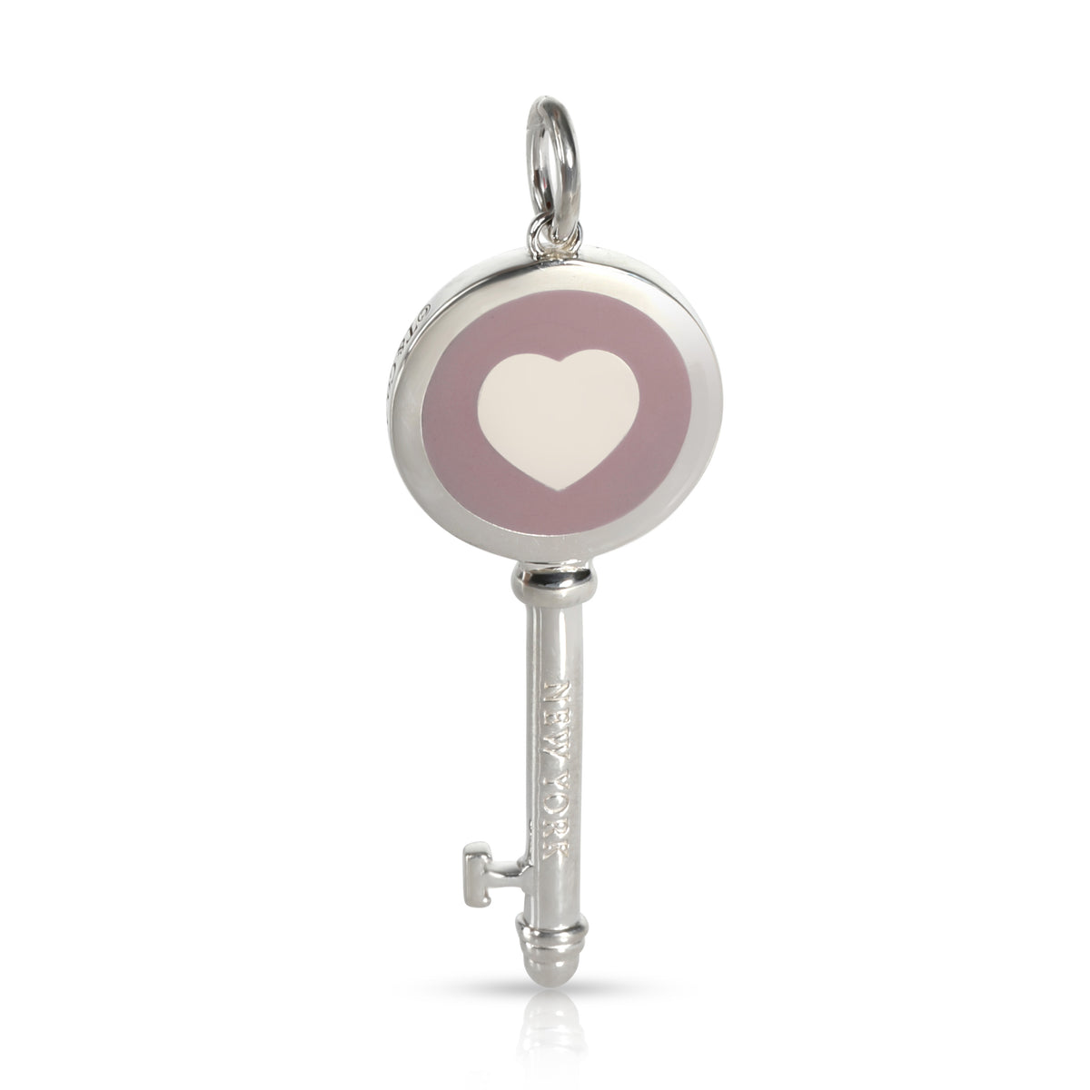 Sterling Silver  Lavender Enamel Heart Key Pendant