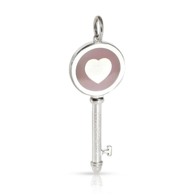 Sterling Silver  Lavender Enamel Heart Key Pendant
