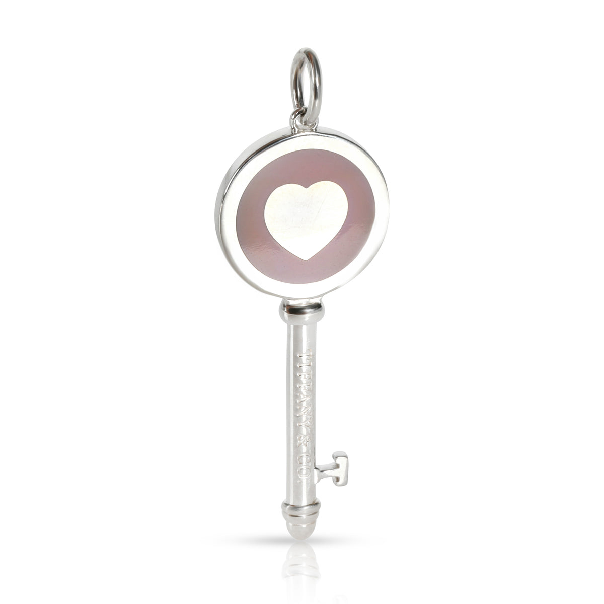 Sterling Silver  Lavender Enamel Heart Key Pendant