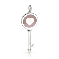 Sterling Silver  Lavender Enamel Heart Key Pendant