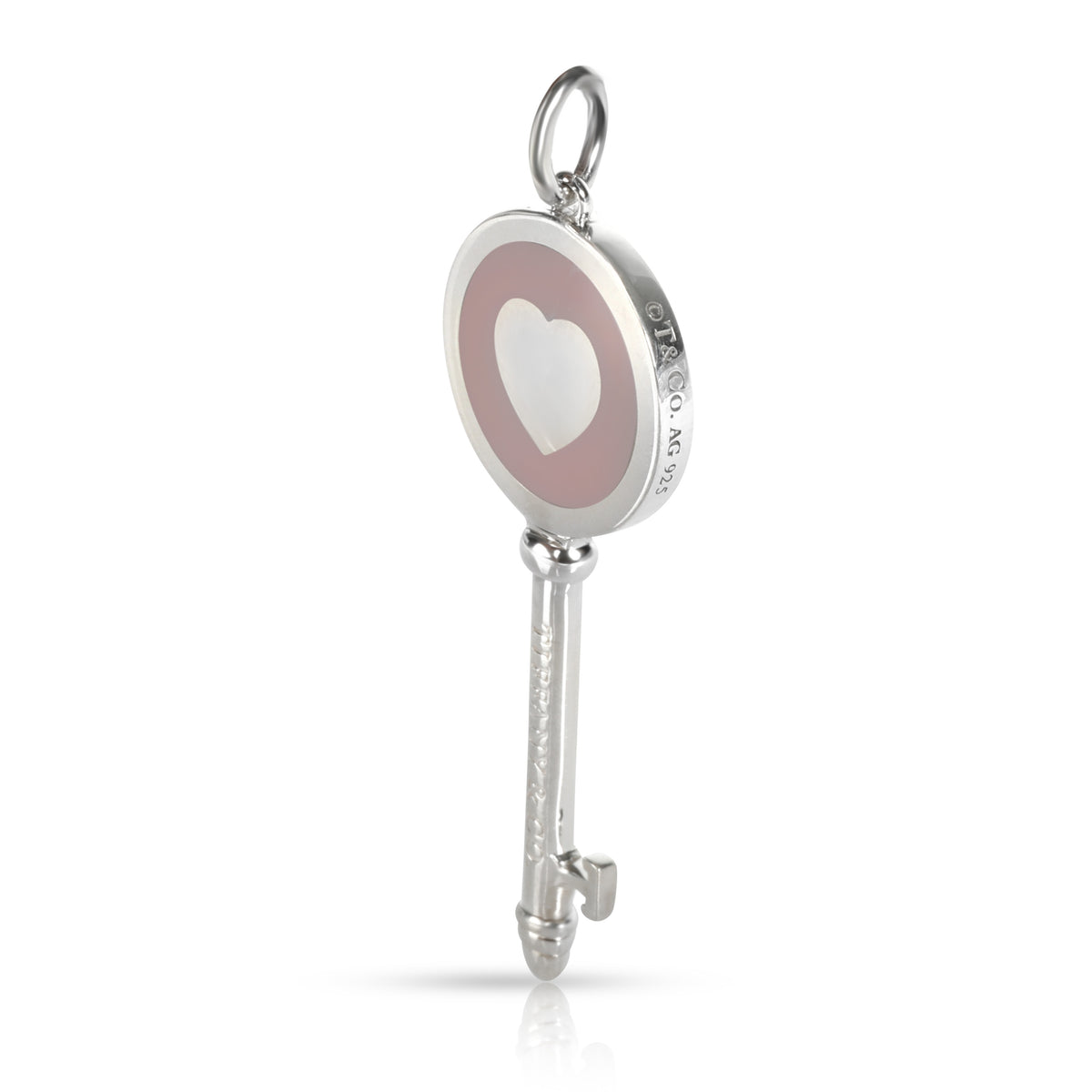 Sterling Silver  Lavender Enamel Heart Key Pendant