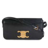 Black Shiny Calfskin Claude East West Triomphe Shoulder Bag