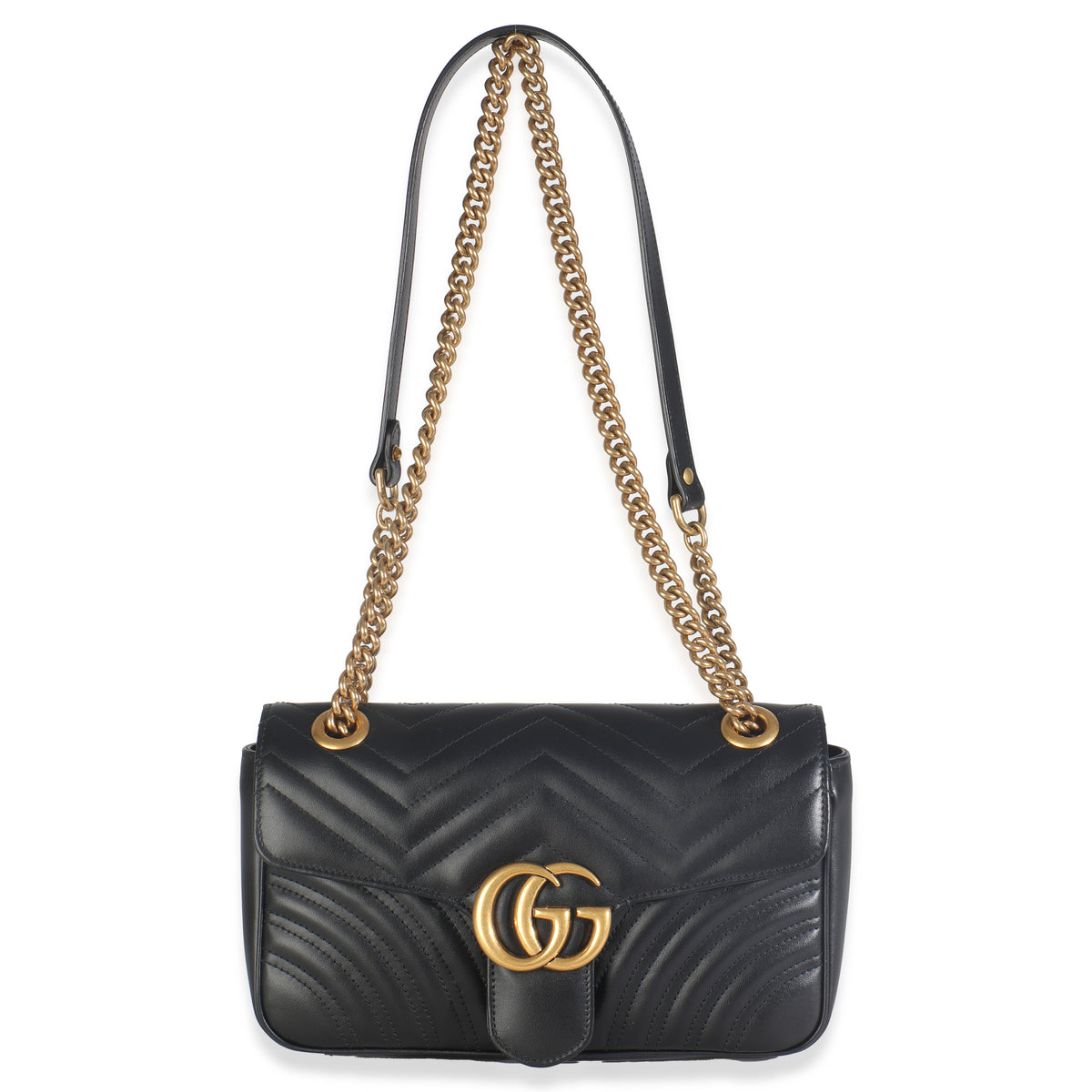 Black Calfskin Matelasse Medium GG Marmont Shoulder Bag