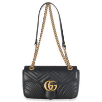 Black Calfskin Matelasse Medium GG Marmont Shoulder Bag