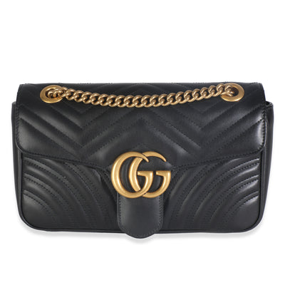 Black Calfskin Matelasse Medium GG Marmont Shoulder Bag