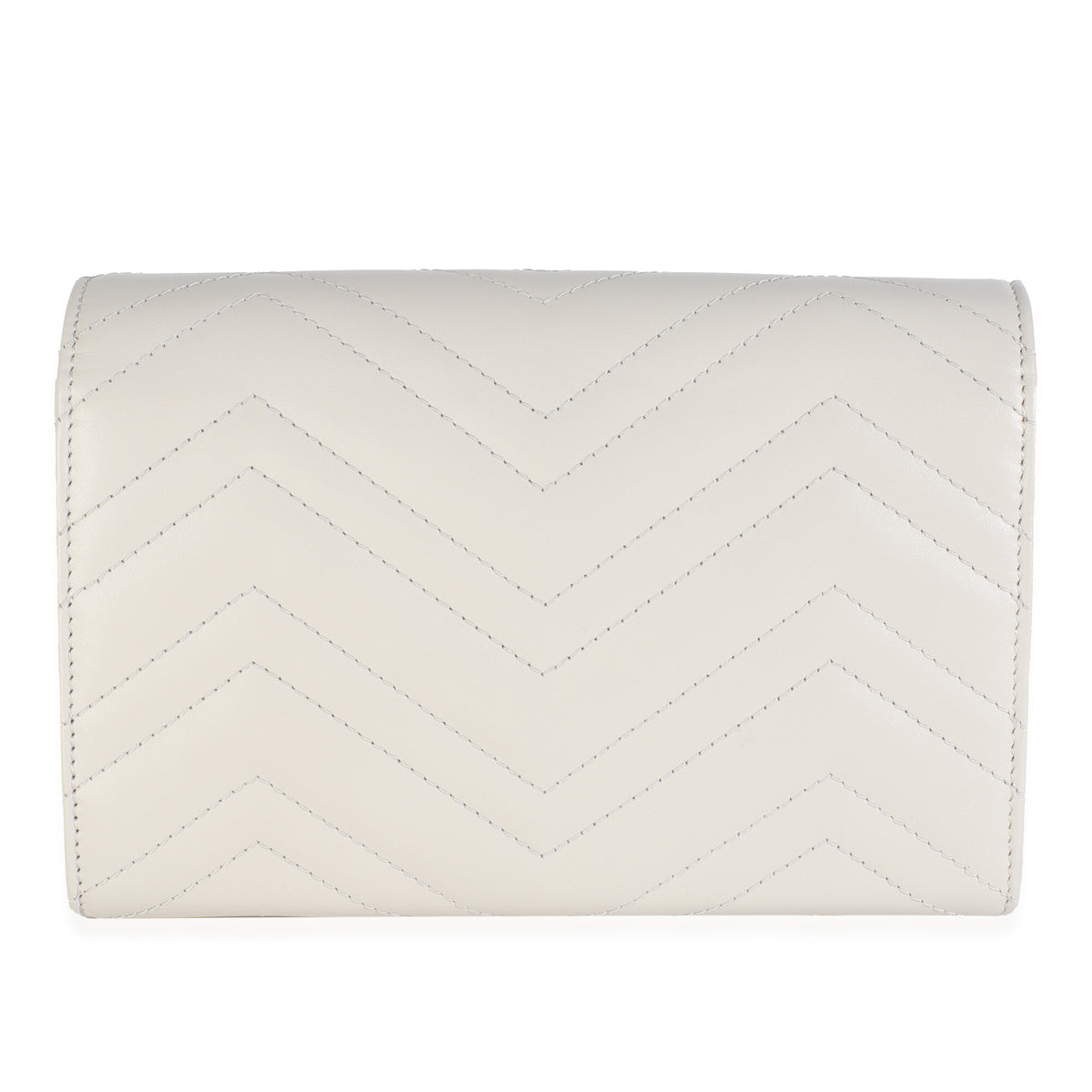 Grey Calfskin Matelasse GG Marmont Chain Wallet