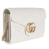 Grey Calfskin Matelasse GG Marmont Chain Wallet